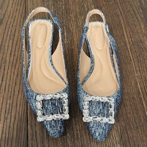 Kelly & Katie Blue Jeweled Slingback Flats